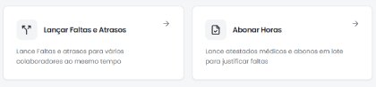 Ações em lote do Sistema de Ponto: lançar faltas e atrasos, e abonar horas para vários colaboradores de uma vez.